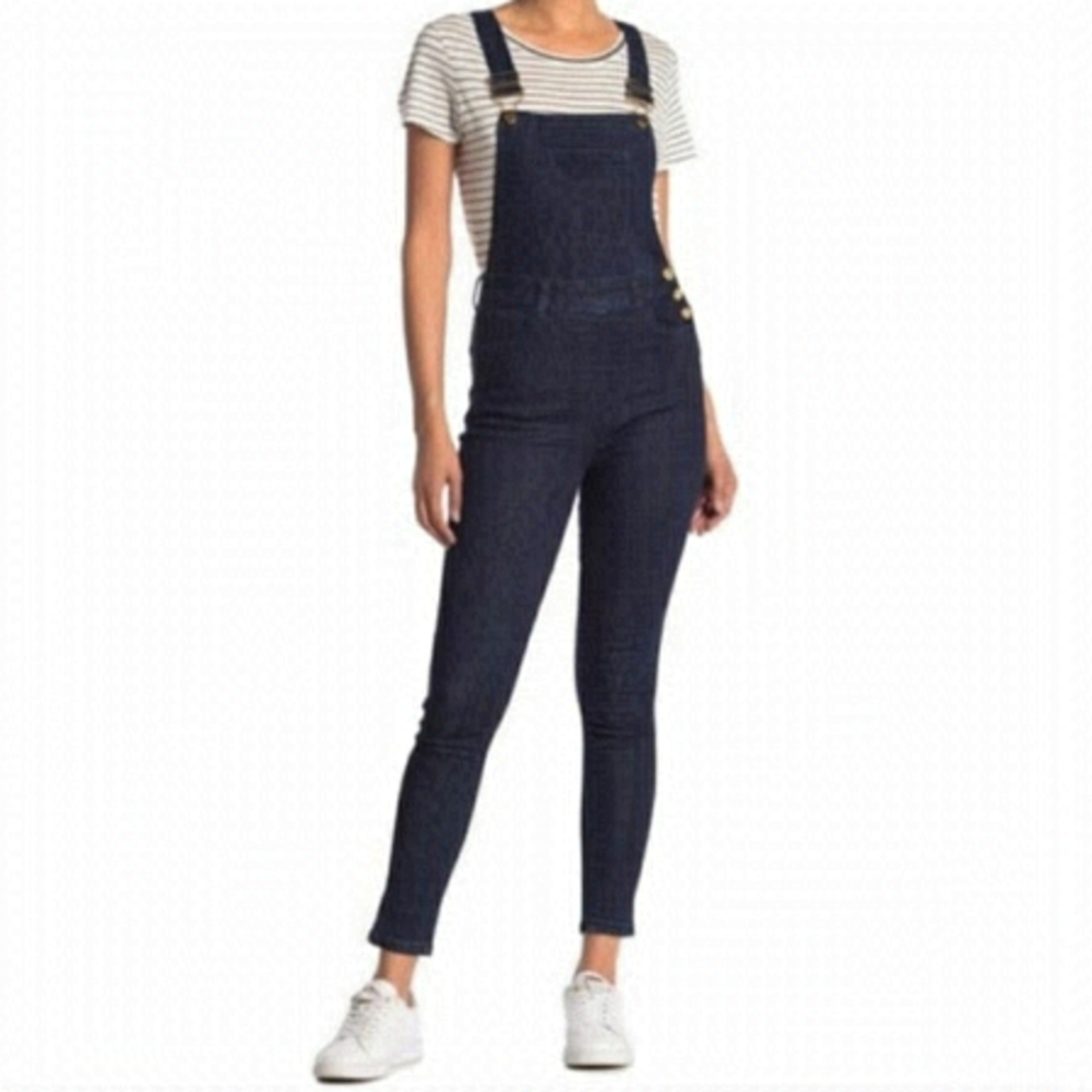 We WORE WHAT stretch dark denim jean overalls xs